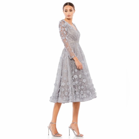 Mac Duggal floral lace A-line dress - Picture 3 of 5